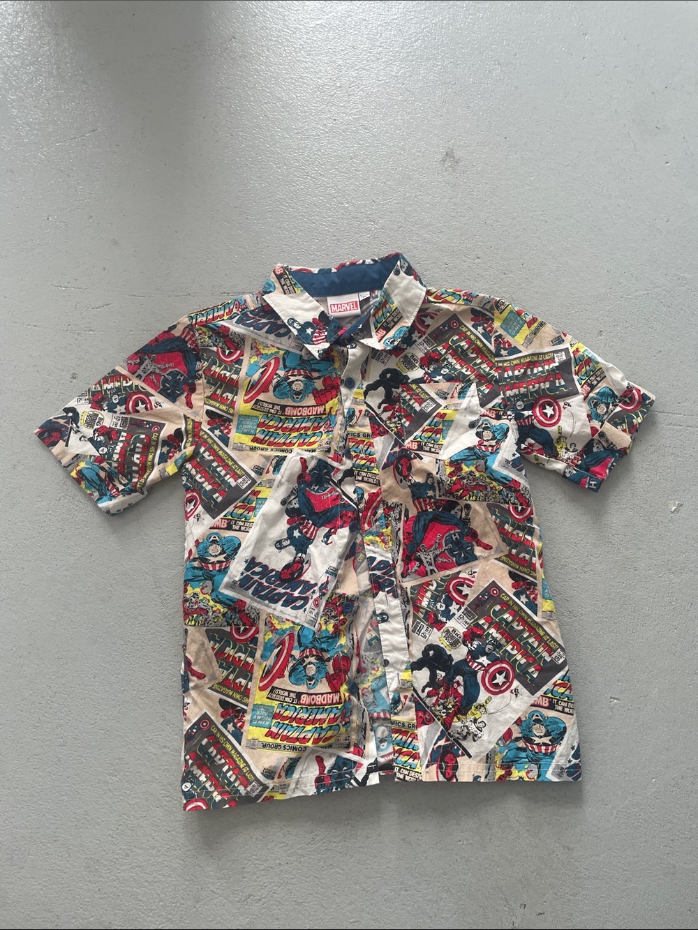 Marvel Multicolor Comic-Panel Short Sleeve Button-Down Shirt